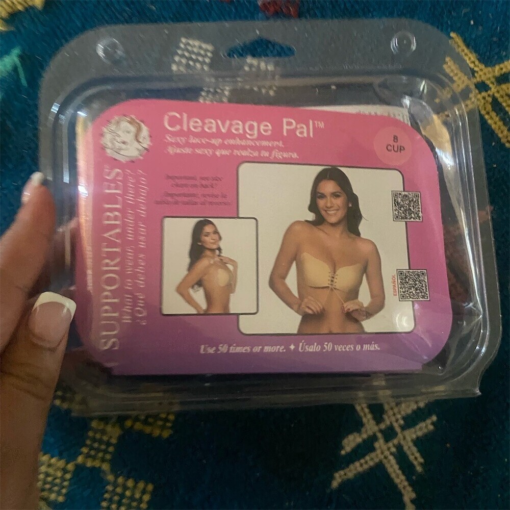 Braza Cleavage Pal Adhesive Bra Womens 32B Beige Lace-Up Backless